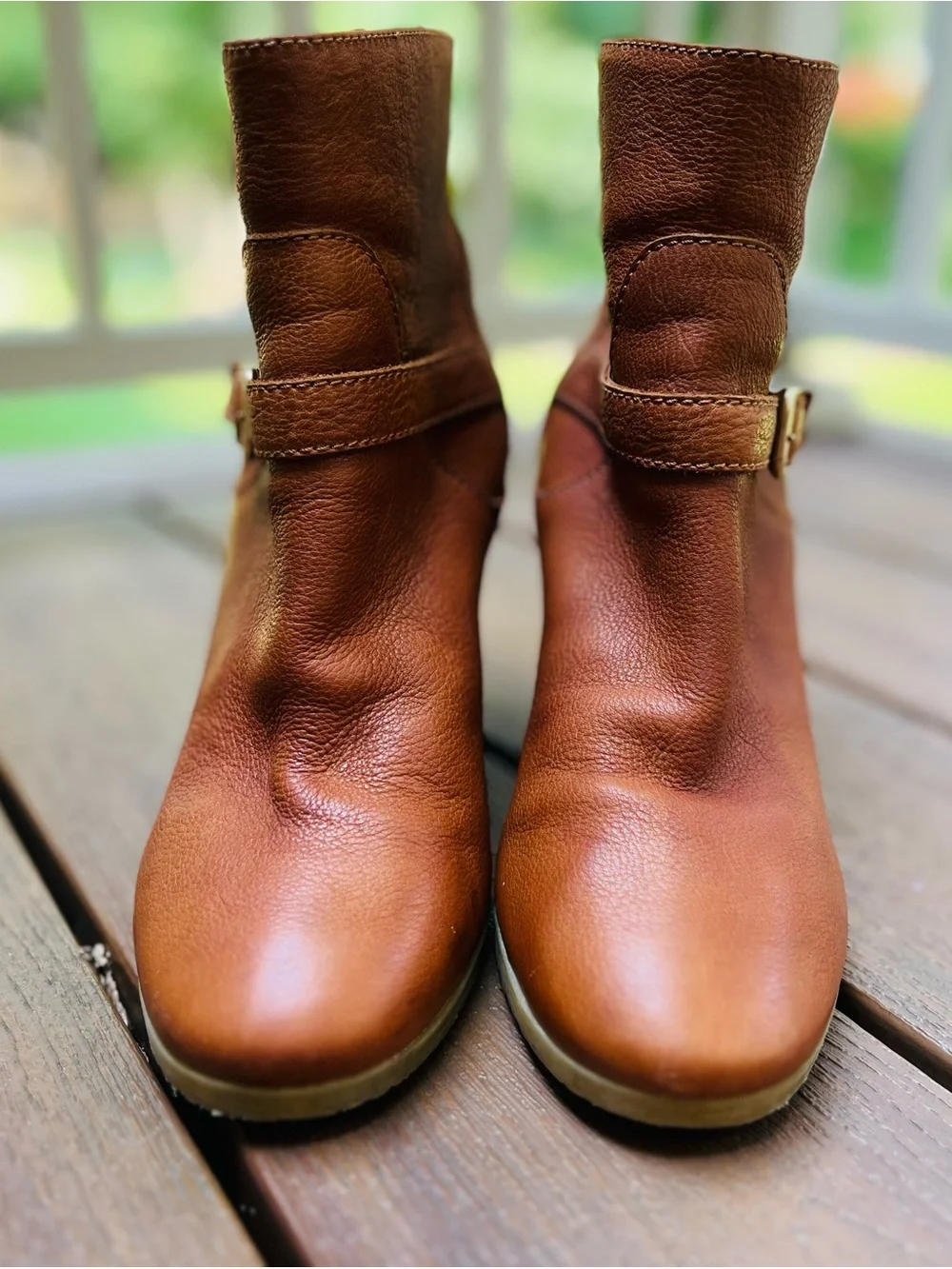 J. Crew Emmett Cognac Leather Wedge Ankle Boots in Women’s Size 8